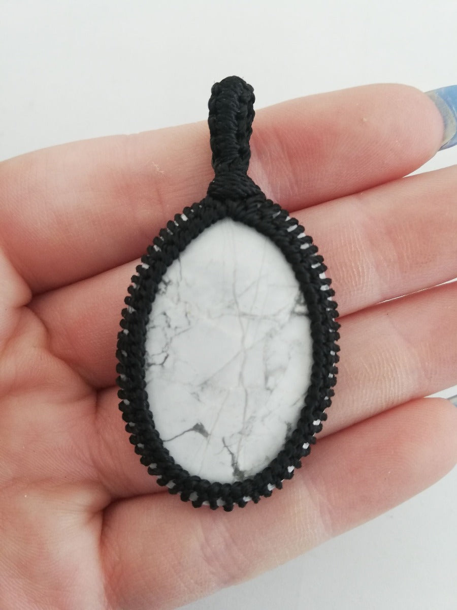 Macrame Pendant - Howlite Macrame Pendant - Howlite